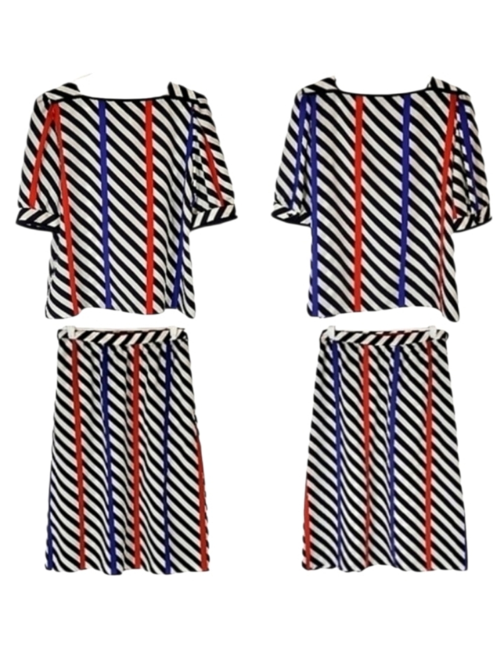 7354 * Sasson Vintage 80s Matching Blouse & Skirt Set Black White Size 12/13